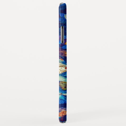 Indigo-valbladeren zwenkpatroon Case-Mate iPhone case (Achterkant/rechts)