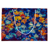 Indigo-valbladeren zwenkpatroon groot cadeauzakje (Achterkant)