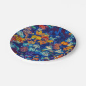 Indigo-valbladeren zwenkpatroon papieren bordje (Gekanteld)