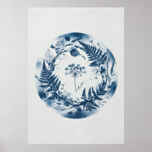 Indigo Varen Botanische Cyanotype Krans Poster