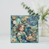 INDIGO ~ Verjaardagskaart ~ Jong meisje ~  (Staand voorkant)