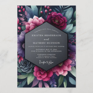 Indigo Vespertine Bloom Bruiloft Kaart