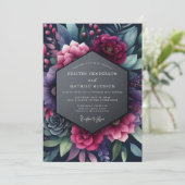 Indigo Vespertine Bloom Wedding Kaart (Staand voorkant)