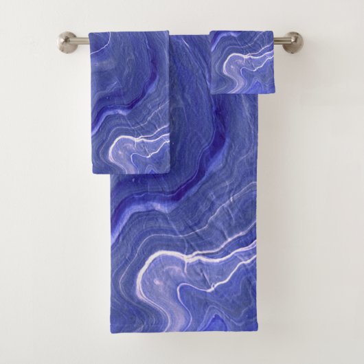 Indigo Violet Agate Marble Abstraction Bad Handdoek (Insitu)
