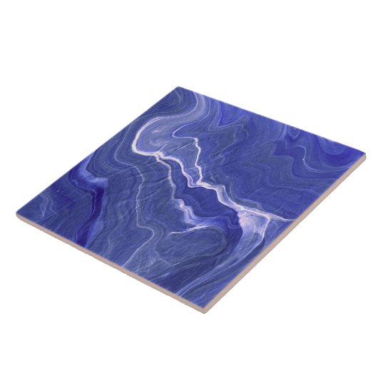 Indigo Violet Agate Marble Abstraction Tegeltje (Zijkant)