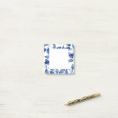 Indigo watercolorbladeren post-it® notes (Op bureau)