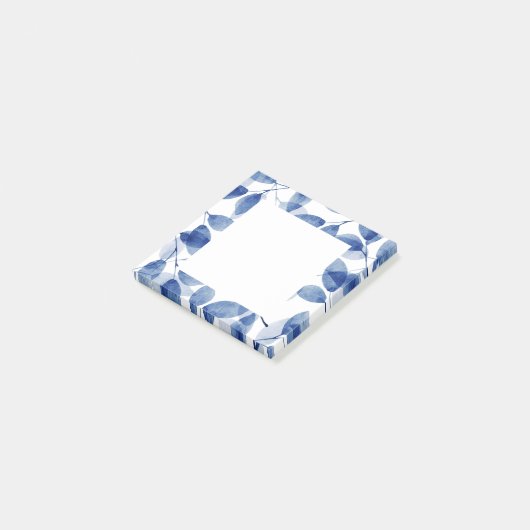 Indigo watercolorbladeren post-it® notes (Schuin)