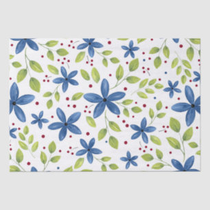 Indigo Waterolor Floral Bouquet Pattern Tissuepapier