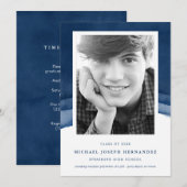 Indigo Waterverf Afstuderen Foto aankondiging (Voorkant / Achterkant)