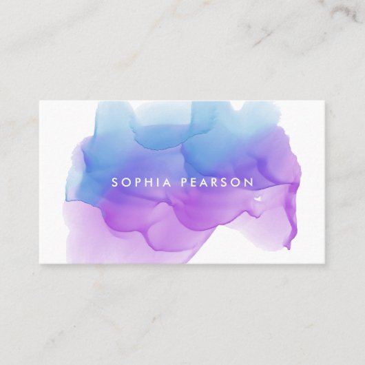 Indigo Waterverf Blot | Benoemingskaart Afsprakenkaartje (Voorkant)