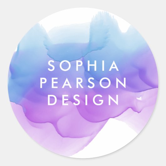 Indigo Waterverf Blot Ronde Sticker