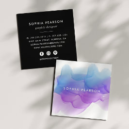 Indigo Waterverf Blot | Sociale media Vierkante Visitekaartje