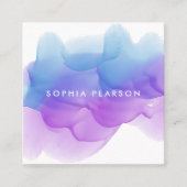 Indigo Waterverf Blot Vierkante Visitekaartje (Voorkant)