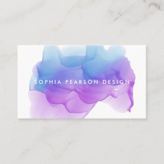 Indigo Waterverf Blot Visitekaartje (Voorkant)