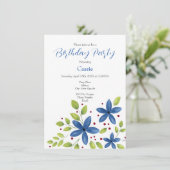 Indigo Waterverf Floral Bouquet Kaart (Staand voorkant)