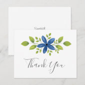 Indigo Waterverf Floral Swag 2 Bedankkaart (Voorkant / Achterkant)
