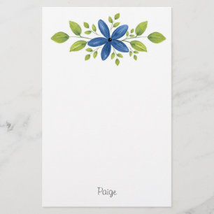 Indigo Waterverf Floral Swag 2 Briefpapier