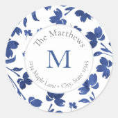 Indigo Waterverf Flower Stems labels (Voorkant)