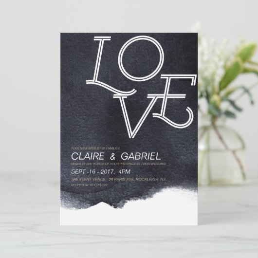 Indigo waterverf houdt van moderne, eenvoudige bru kaart (Staand voorkant)