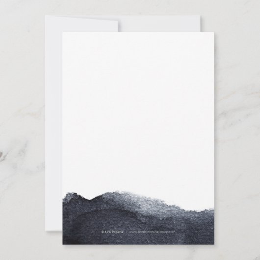 Indigo waterverf houdt van moderne, eenvoudige bru kaart (Achterkant)