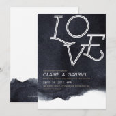 Indigo waterverf houdt van moderne, eenvoudige bru kaart (Voorkant / Achterkant)