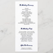 Indigo Waterverf Kristallen Moderne Trouwprogramma Programmakaart (Achterkant)