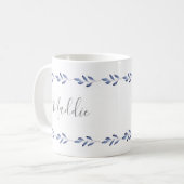 Indigo Waterverf Leaves Garland Koffiemok (Voorkant links)