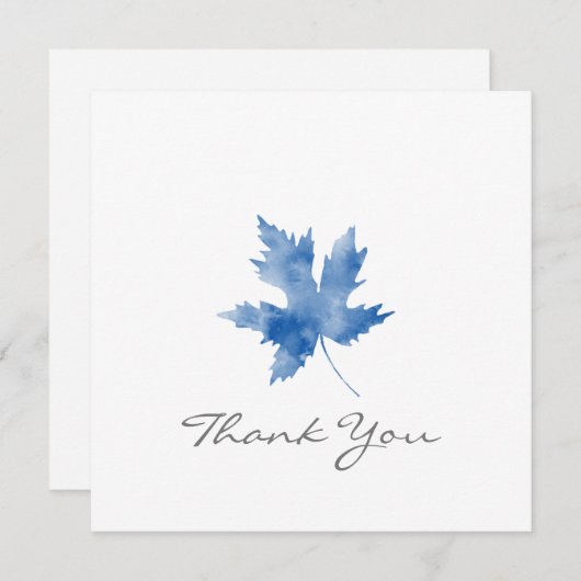 Indigo Waterverf Maple Leaf Hartelijk dank Bedankkaart (Voorkant / Achterkant)