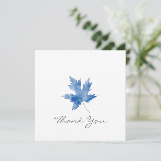 Indigo Waterverf Maple Leaf Hartelijk dank Bedankkaart (Staand voorkant)