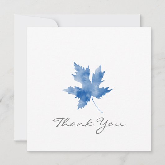 Indigo Waterverf Maple Leaf Hartelijk dank Bedankkaart (Voorkant)
