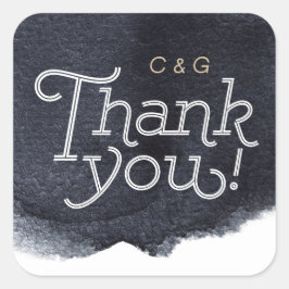 Indigo waterverf modern eenvoudig bruiloft dank u vierkante sticker