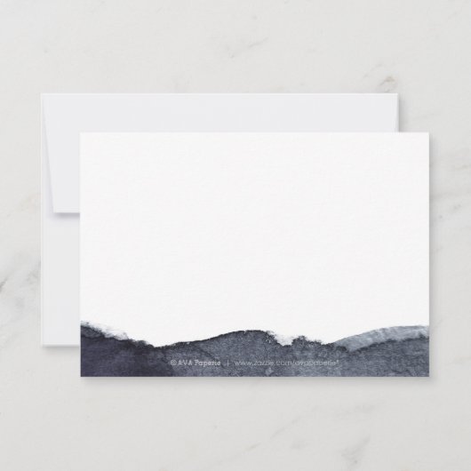 Indigo waterverf modern eenvoudig bruiloft RSVP (Achterkant)