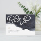 Indigo waterverf modern eenvoudig bruiloft RSVP Kaartje (Staand voorkant)