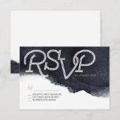 Indigo waterverf modern eenvoudig bruiloft RSVP Kaartje (Voorkant / Achterkant)