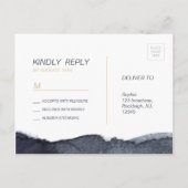 Indigo waterverf modern eenvoudig bruiloft RSVP Uitnodiging Briefkaart (Achterkant)