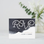 Indigo waterverf modern eenvoudig bruiloft RSVP Uitnodiging Briefkaart (Staand voorkant)