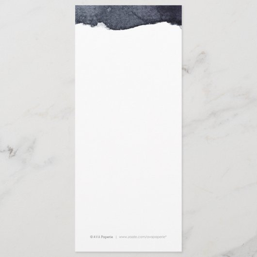 Indigo waterverf modern eenvoudig huwelijksmenu menu (Achterkant)
