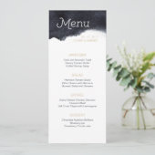 Indigo waterverf modern eenvoudig huwelijksmenu menu (Staand voorkant)