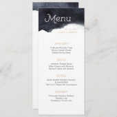 Indigo waterverf modern eenvoudig huwelijksmenu menu (Voorkant / Achterkant)