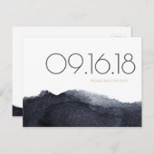 Indigo waterverf modern eenvoudig sparen de datum aankondigingskaart (Voorkant / Achterkant)