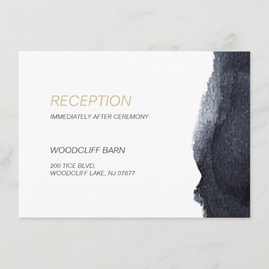 Indigo waterverf moderne eenvoudige bruiloft recep informatiekaartje (Voorkant)