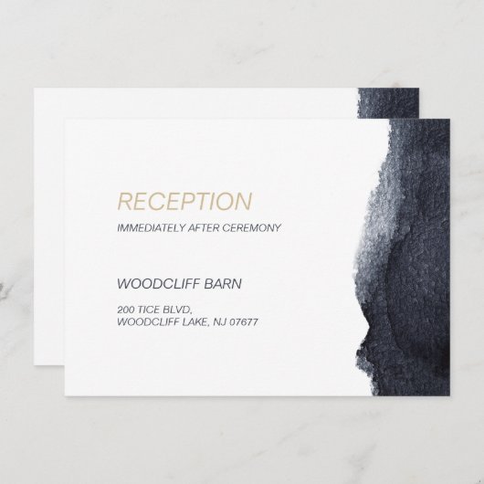 Indigo waterverf moderne eenvoudige bruiloft recep informatiekaartje (Voorkant / Achterkant)