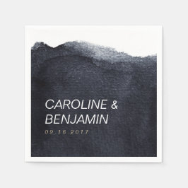 Indigo waterverf moderne eenvoudige bruiloft servet