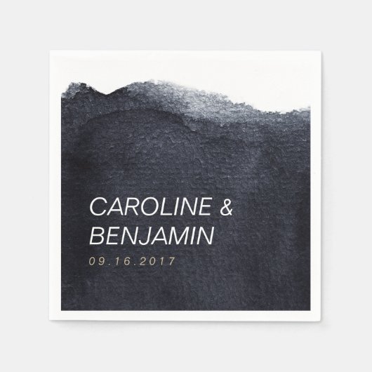 Indigo waterverf moderne eenvoudige bruiloft servet (Voorkant)