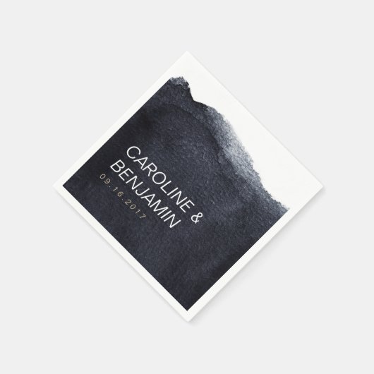 Indigo waterverf moderne eenvoudige bruiloft servet (Hoek)