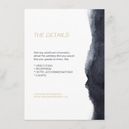Indigo waterverf moderne eenvoudige trouwrichting informatiekaartje