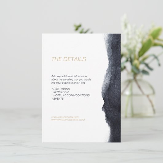 Indigo waterverf moderne eenvoudige trouwrichting informatiekaartje (Staand voorkant)