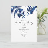 Indigo Waterverf Palm Fronds Kaart (Staand voorkant)