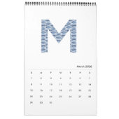 Indigo Waterverf Pattern Minimalist 2019 Calendar Kalender (Mar 2026)