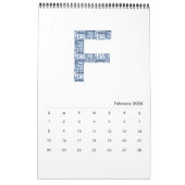 Indigo Waterverf Pattern Minimalist 2019 Calendar Kalender (Feb 2026)